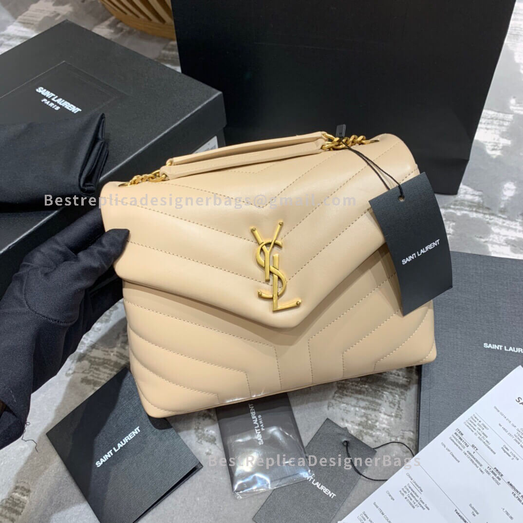 Saint Laurent Loulou Small In Matelasse “Y” Leather Beige GHW 494699